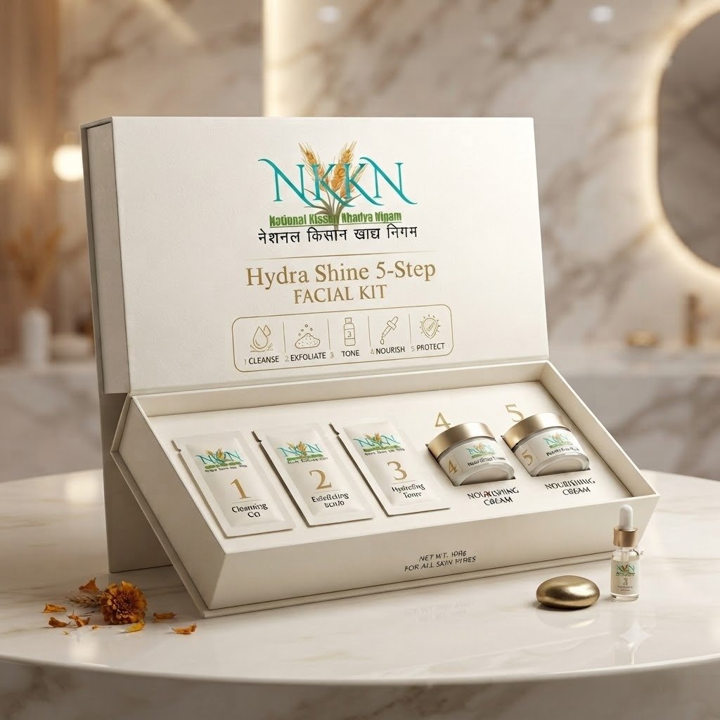 NKKN Brand Hydra Shine 5-Step Facial Kit For All Skin Types – Your Complete At-Home Facial Solution